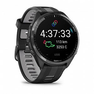 Умные часы FORERUNNER 965 черные, темно-серый DLC титановый безель, с черным ремешком