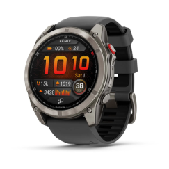 Умные часы Garmin Fenix 8 PRO, 47 мм, AMOLED, Sapphire, Carbon Gray DLC Titanium with Black/Pebble Gray Silicone Band