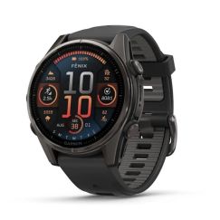 Умные часы Garmin Fenix 8, 43 мм, AMOLED, Sapphire Carbon Gray DLC Titanium with black/pebble gray silicone band