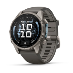 Умные часы Garmin Fenix 9, 43 мм, AMOLED, Sapphire Titanium with Pebble Gray Silicone Band