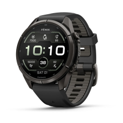 Умные часы Garmin Fenix 9 PRO, 43 мм, AMOLED, Sapphire Carbon Gray DLC Titanium with Black/Pebble Gray Silicone Band