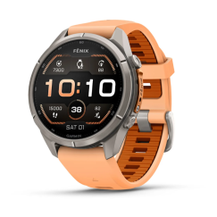 Умные часы Garmin Fenix 9 PRO, 43 мм, AMOLED, Sapphire Titanium with Shell Pink/Autumn Orange Silicone Band