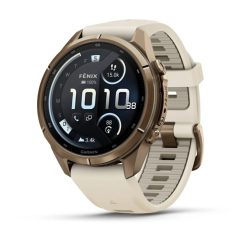 Умные часы Garmin Fenix 9 PRO INREACH, 43 мм, AMOLED, Sapphire Autumn Gold Titanium with Cream/French Gray Silicone Band