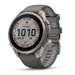 Умные часы Garmin Fenix 9 PRO INREACH, 47 мм, SOLAR, Sapphire Titanium with Pebble Gray/Silver Gray Silicone Band