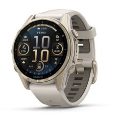 Умные часы Garmin Fenix 8, 43 мм, AMOLED, Sapphire Soft Gold with fog Gray/Dark sandstone silicone band