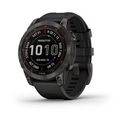 Умные часы Garmin FENIX 7 Sapphire Solar титановый серый DLC с черным ремешком
