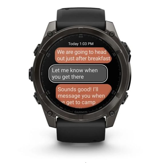 Умные часы Garmin Fenix 8, 51 мм, AMOLED, Sapphire Carbon Gray DLC Titanium with Black/Pebble Gray Silicone band