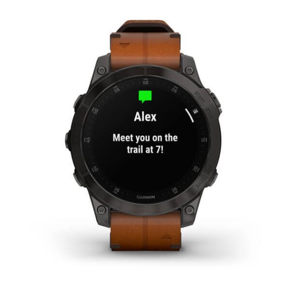 Garmin EPIX (Gen 2) Sapphire титановый черный с коричневым кожаным ремешком