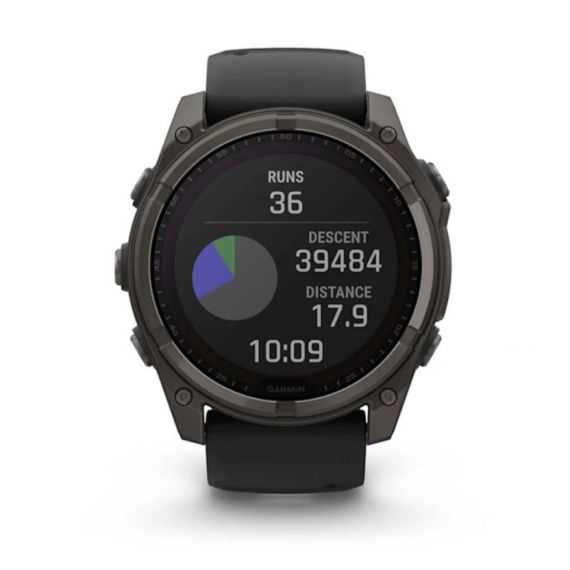 Умные часы Garmin Fenix 8, 51 мм, Solar, Sapphire Carbon Gray DLC Titanium with Black/Pebble Gray Silicone