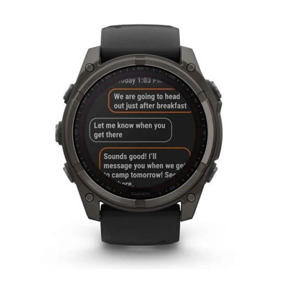 Умные часы Garmin Fenix 8, 51 мм, Solar, Sapphire Carbon Gray DLC Titanium with Black/Pebble Gray Silicone