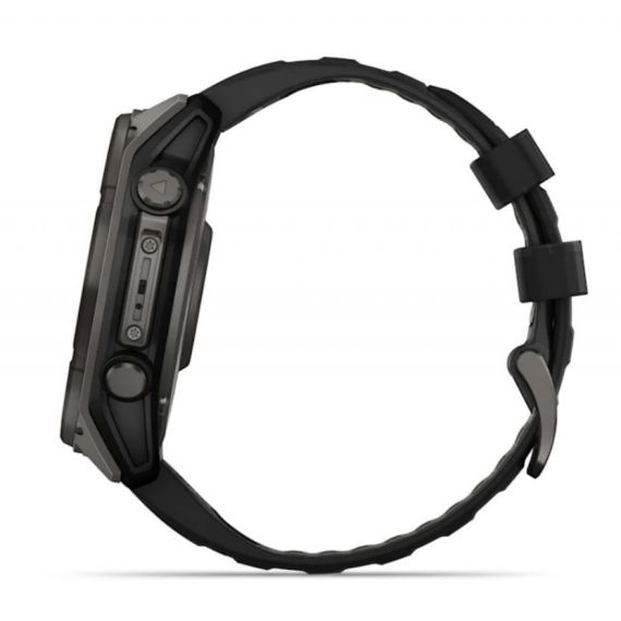 Умные часы Garmin Fenix 8, 51 мм, Solar, Sapphire Carbon Gray DLC Titanium with Black/Pebble Gray Silicone