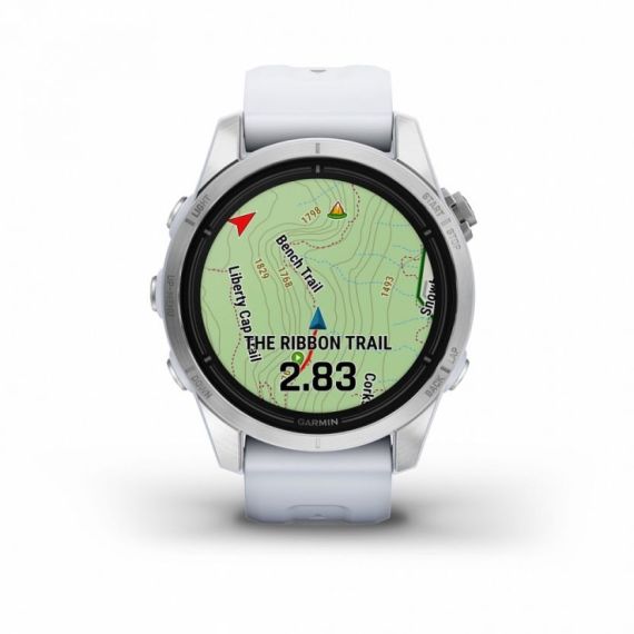 Умные часы Garmin EPIX PRO (Gen 2) Standard Edition 42 мм, серебристый корпус, белый ремешок