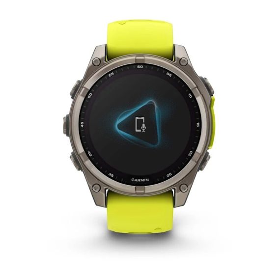 Умные часы Garmin Fenix 8, 47 мм, Solar, Sapphire titanium with an amp yellow/graphite silicone band