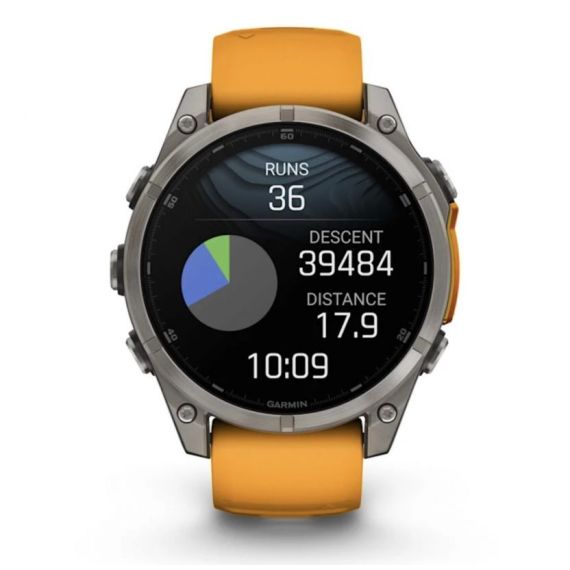 Умные часы Garmin Fenix 8, 51 мм, AMOLED, Sapphire Titanium with spark orange/graphite silicone band