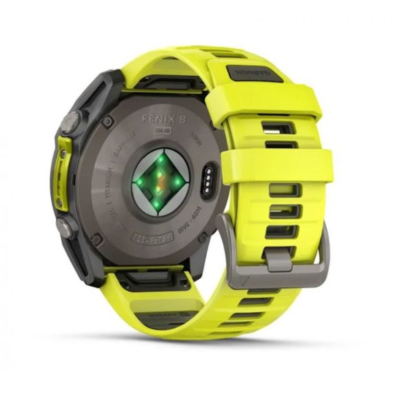 Умные часы Garmin Fenix 8, 51 мм, Solar, Sapphire Titanium with AMP yellow/graphite silicone band