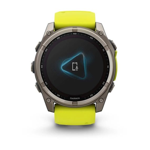 Умные часы Garmin Fenix 8, 51 мм, Solar, Sapphire Titanium with AMP yellow/graphite silicone band