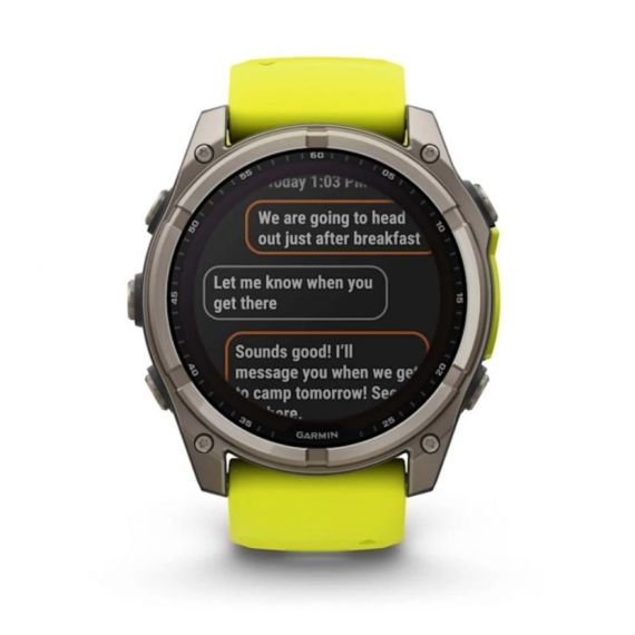 Умные часы Garmin Fenix 8, 51 мм, Solar, Sapphire Titanium with AMP yellow/graphite silicone band
