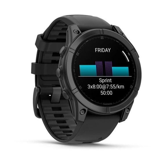 Умные часы Garmin Fenix E, 47 мм, AMOLED, Slate gray steel with black silicone band