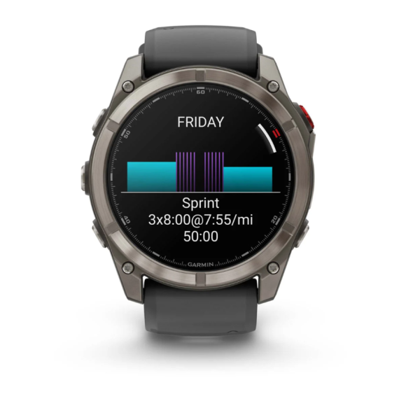 Умные часы Garmin Fenix 8 PRO, 47 мм, AMOLED, Sapphire, Carbon Gray DLC Titanium with Black/Pebble Gray Silicone Band