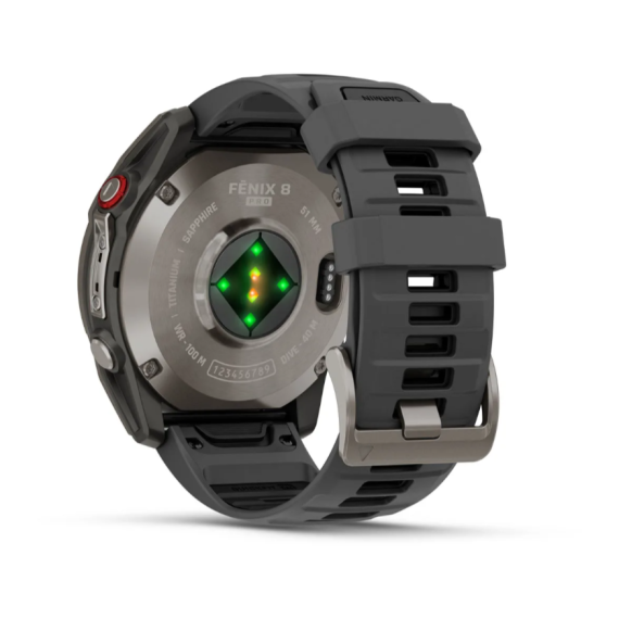 Умные часы Garmin Fenix 8 PRO, 47 мм, AMOLED, Sapphire, Carbon Gray DLC Titanium with Black/Pebble Gray Silicone Band