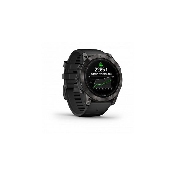 Умные часы EPIX PRO (Gen 2) Sapphire Edition 51 мм, титановый угольно-серый, DLC, черный силиконовый ремешок