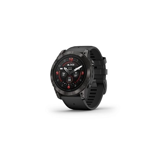 Умные часы EPIX PRO (Gen 2) Sapphire Edition 51 мм, титановый угольно-серый, DLC, черный силиконовый ремешок