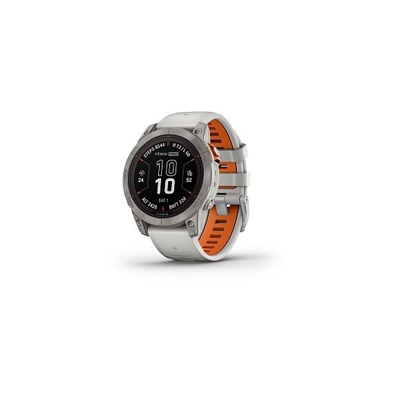 Умные часы FENIX 7 PRO Sapphire Solar титановый серый с серо-оранжевым ремешком