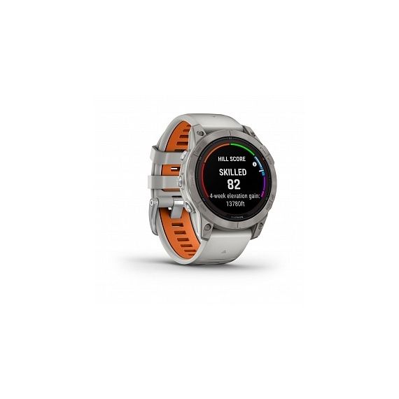 Умные часы FENIX 7 PRO Sapphire Solar титановый серый с серо-оранжевым ремешком