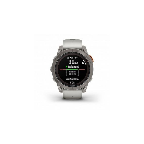 Умные часы FENIX 7 PRO Sapphire Solar титановый серый с серо-оранжевым ремешком