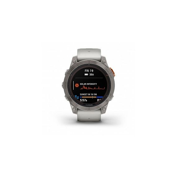 Умные часы FENIX 7 PRO Sapphire Solar титановый серый с серо-оранжевым ремешком