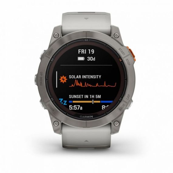 Умные часы FENIX 7X PRO Sapphire Solar Edition Титановый корпус с дымчато-серым оранжевым ремешком