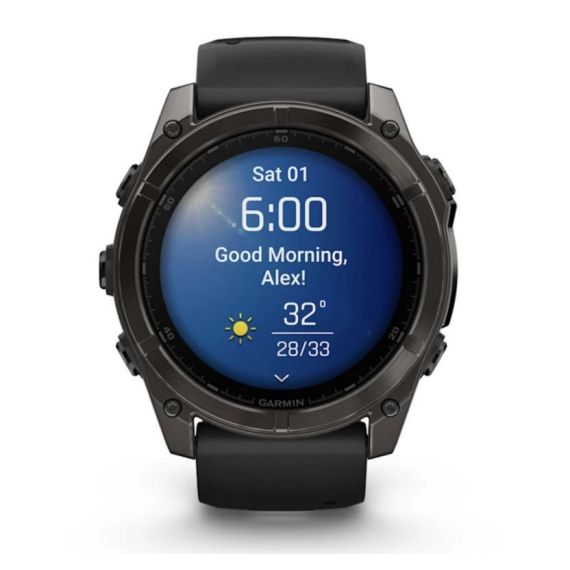 Умные часы Garmin Fenix 8, 51 мм, AMOLED, Sapphire Carbon Gray DLC Titanium with Black/Pebble Gray Silicone band