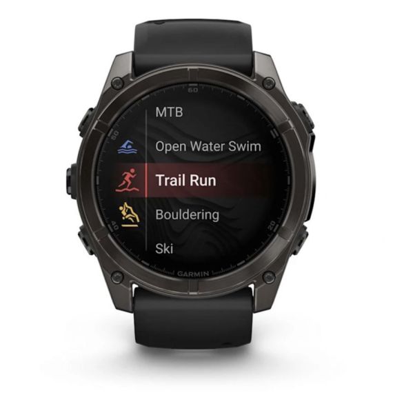 Умные часы Garmin Fenix 8, 51 мм, AMOLED, Sapphire Carbon Gray DLC Titanium with Black/Pebble Gray Silicone band