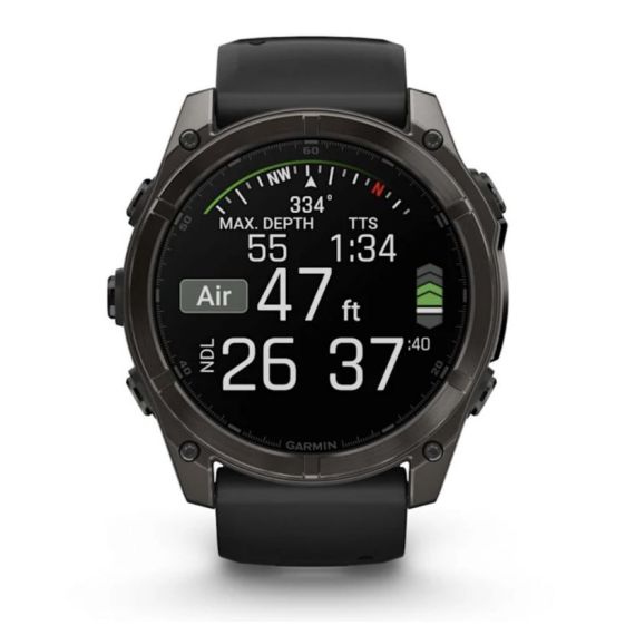 Умные часы Garmin Fenix 8, 51 мм, AMOLED, Sapphire Carbon Gray DLC Titanium with Black/Pebble Gray Silicone band