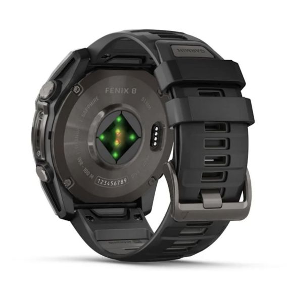 Умные часы Garmin Fenix 8, 51 мм, AMOLED, Sapphire Carbon Gray DLC Titanium with Black/Pebble Gray Silicone band