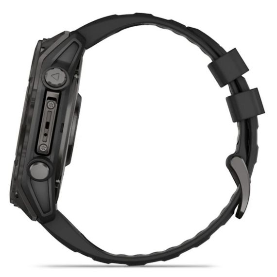 Умные часы Garmin Fenix 8, 51 мм, AMOLED, Sapphire Carbon Gray DLC Titanium with Black/Pebble Gray Silicone band