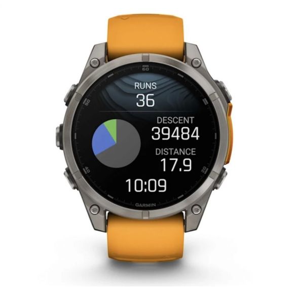 Умные часы Garmin Fenix 8, 47 мм, AMOLED, Sapphire Titanium with spark orange/graphite silicone band