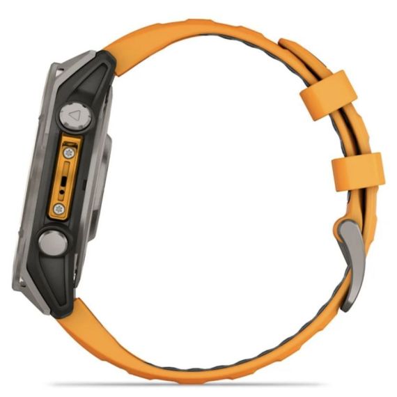 Умные часы Garmin Fenix 8, 47 мм, AMOLED, Sapphire Titanium with spark orange/graphite silicone band