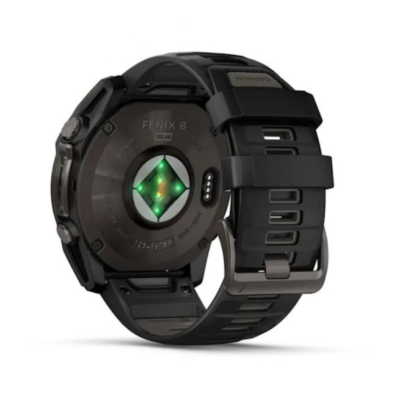 Умные часы Garmin Fenix 8, 51 мм, Solar, Sapphire Carbon Gray DLC Titanium with Black/Pebble Gray Silicone