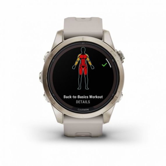 Умные часы FENIX 7S PRO Sapphire Solar золотистый корпус со светло-песочным ремешком