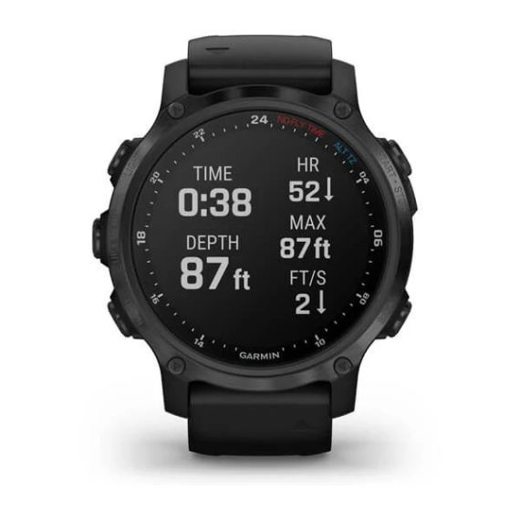 Garmin Descent Mk2s угольно-серый корпус с DLC-покрытием, черный силиконовый ремешок, изображение 2
