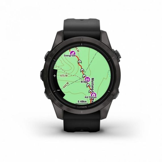 Умные часы Garmin EPIX PRO (Gen 2) Sapphire Edition 42 мм, титановый, угольно-серый, DLC, черный ремешок