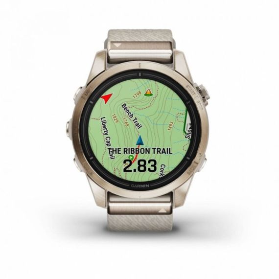 Умные часы Garmin EPIX PRO (Gen 2) Sapphire Edition 42 мм, золотистый корпус с нейлоновым ремешком сливочного цвета