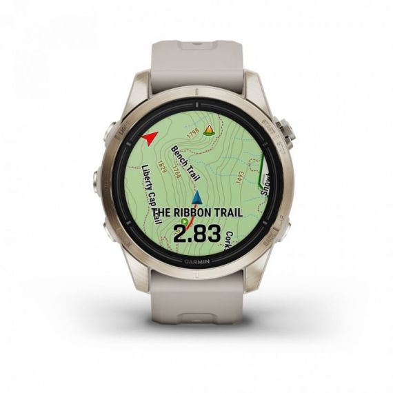 Умные часы Garmin EPIX PRO (Gen 2) Sapphire Edition 42 мм, золотистый корпус со светло-песочным ремешком