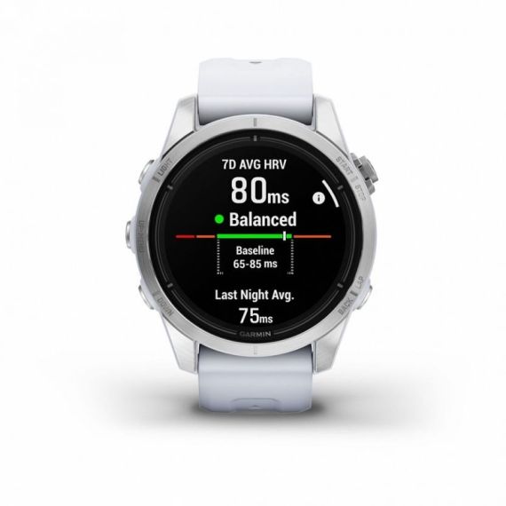 Умные часы Garmin EPIX PRO (Gen 2) Standard Edition 42 мм, серебристый корпус, белый ремешок