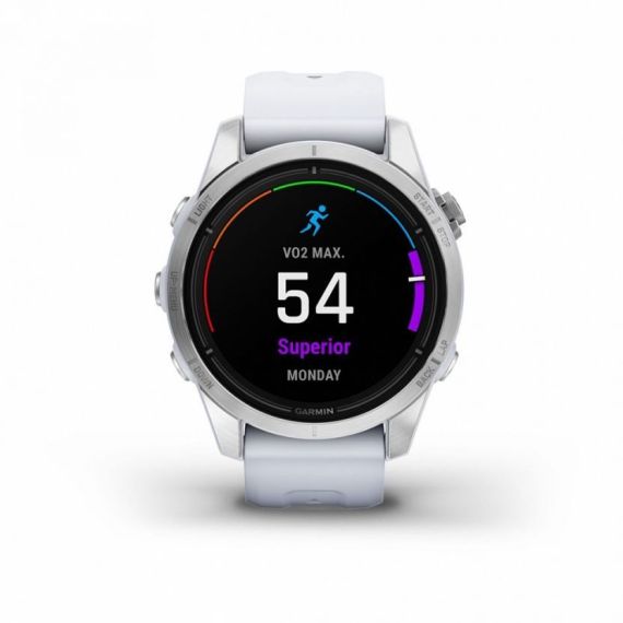 Умные часы Garmin EPIX PRO (Gen 2) Standard Edition 42 мм, серебристый корпус, белый ремешок