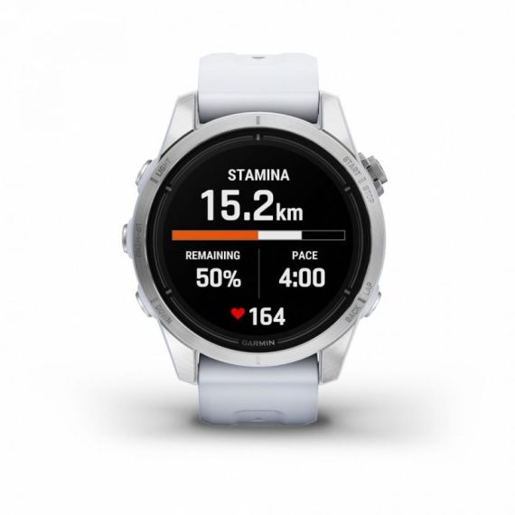 Умные часы Garmin EPIX PRO (Gen 2) Standard Edition 42 мм, серебристый корпус, белый ремешок