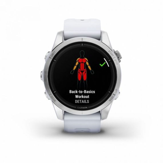 Умные часы Garmin EPIX PRO (Gen 2) Standard Edition 42 мм, серебристый корпус, белый ремешок