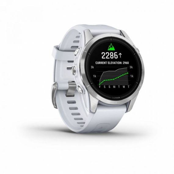 Умные часы Garmin EPIX PRO (Gen 2) Standard Edition 42 мм, серебристый корпус, белый ремешок