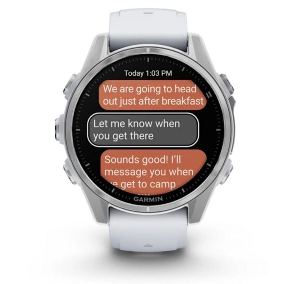 Умные часы Garmin Fenix 8, 43 мм, AMOLED, Silver with White Stone silicone band
